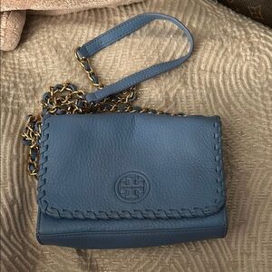 Tory Burch Blue Leather Clutch